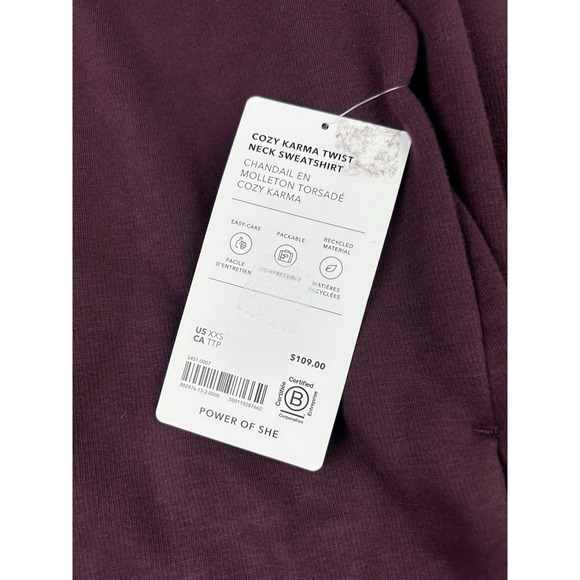 Athleta Women's XXS Cozy Karma‎ Twist Neck Pullover Sweatshirt NEW With Tags - Picture 2 of 10